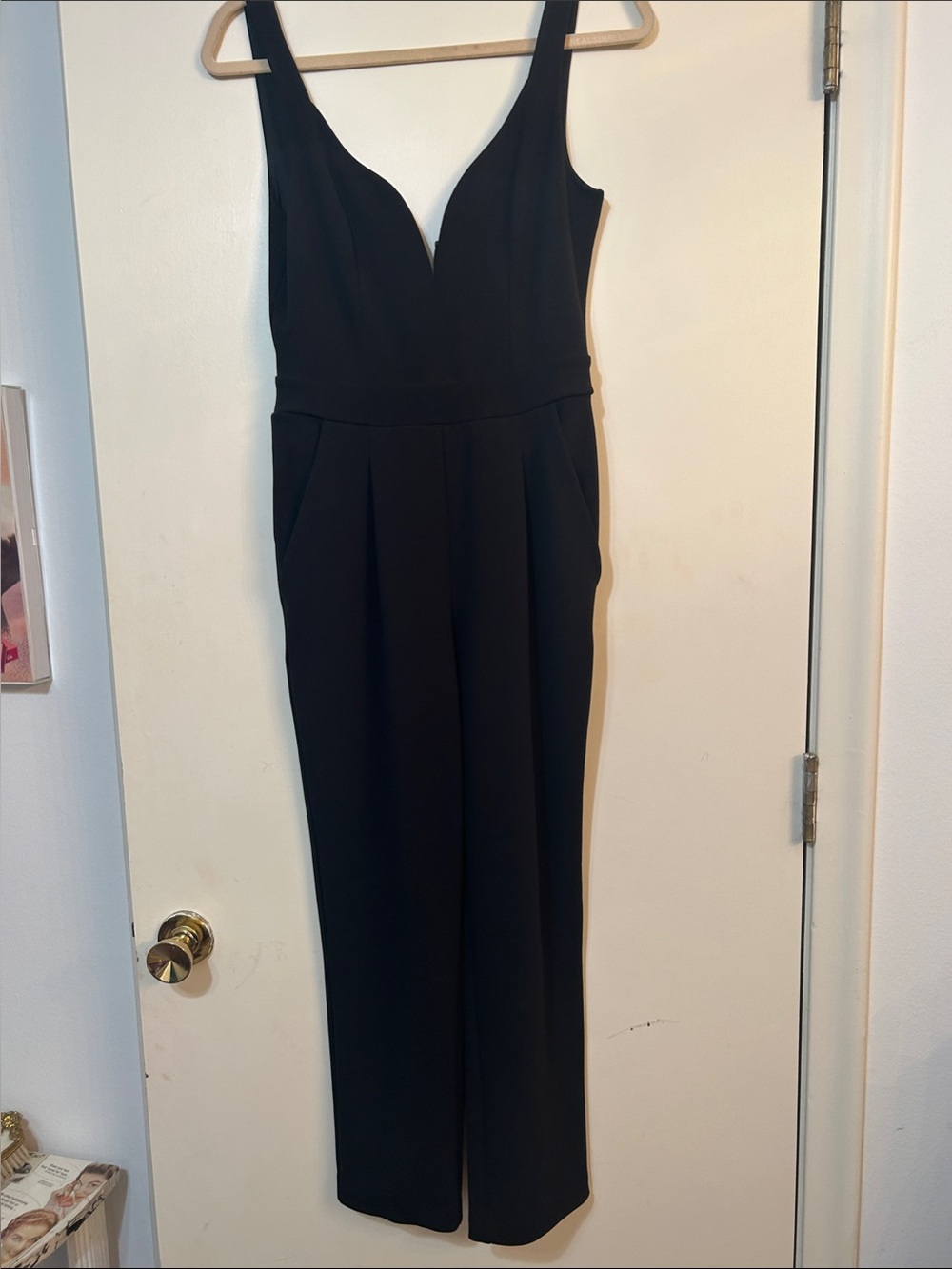 Express Black V-Neck Tailored Wide-Leg Jumpsuit